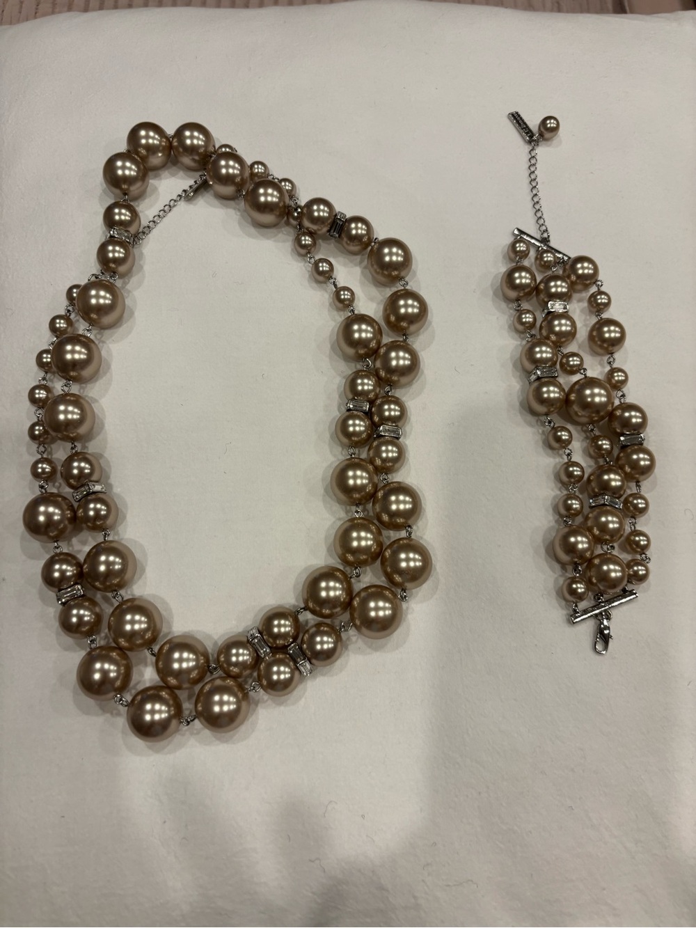 LK Bennett Gold-Tone Pearl Multi-Strand Necklace and Bracelet Set